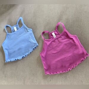 Set of 2 Zella Girl All In Rib Tank Tops - Blue and Pink/Purple, size Small